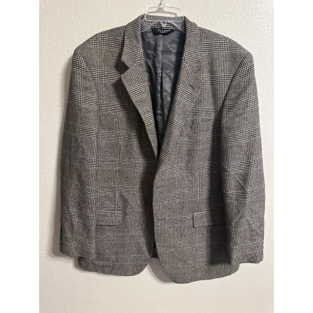 Jos A‎ Bank Plaid Blazer Mens Sport Coat Brown Gray Career Business